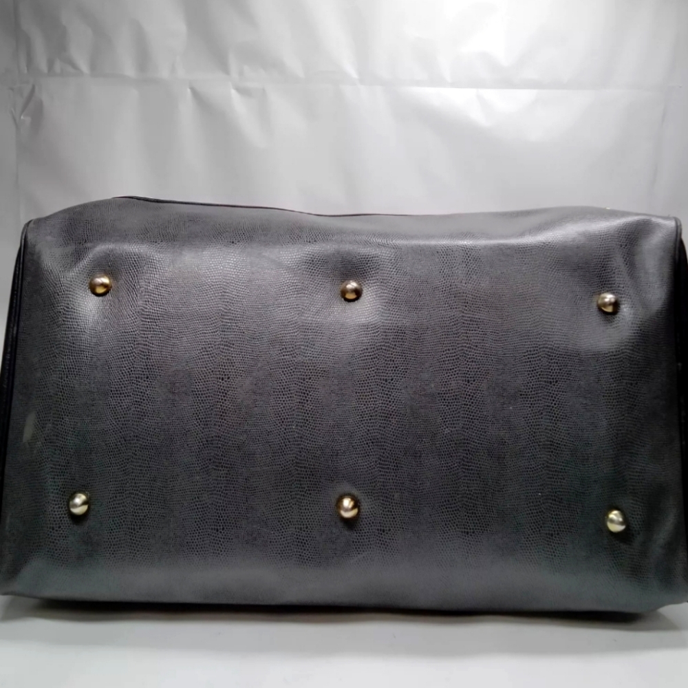 Burberry Boston Gray Black Leather Bag - Picture 4 of 7